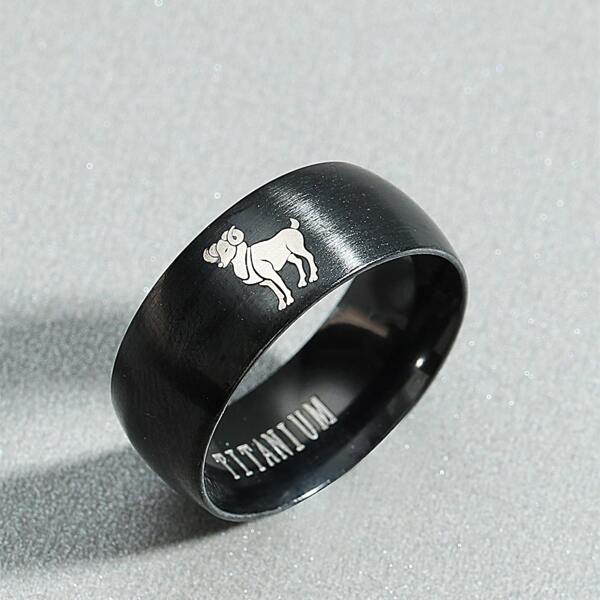 

Men Animal Pattern Ring, Black