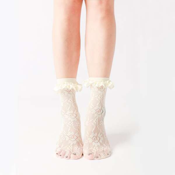 

Ruffle Hem Socks, Yellow