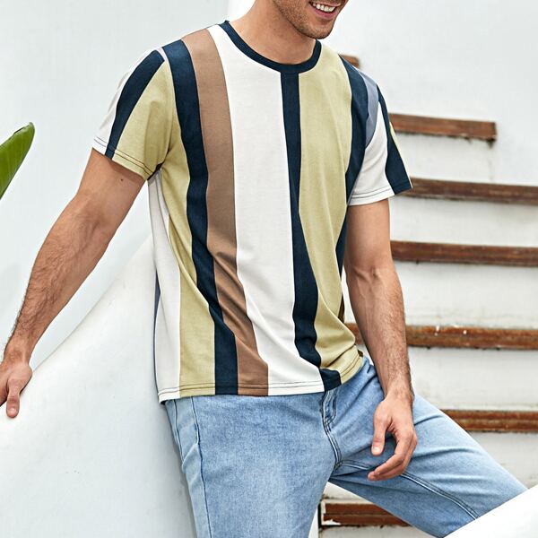 

Men Colorblock Short Sleeve Tee, Multicolor