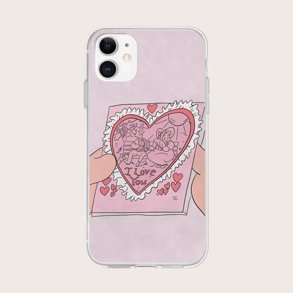 

Cartoon Graphic Phone Case, Pink