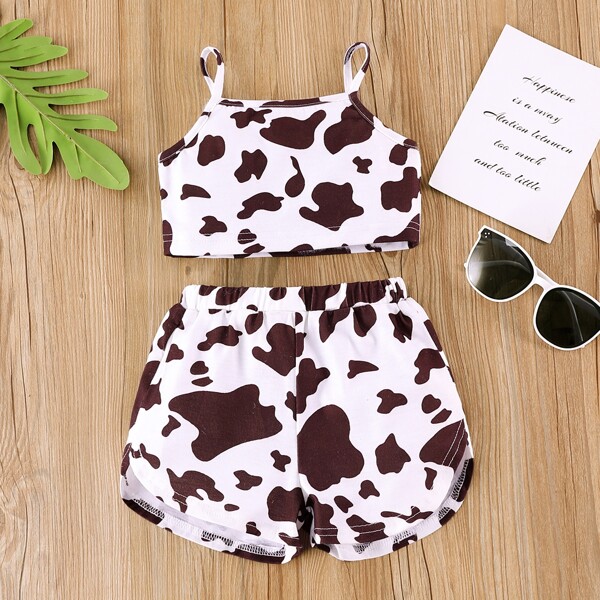 

Baby Girl Cow Print Cami Top & Shorts, Multicolor