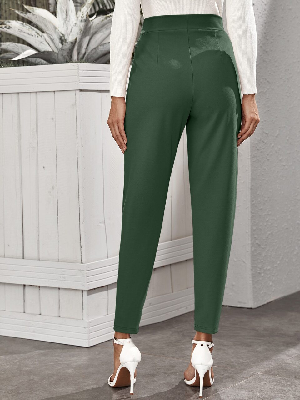 High-Rise Slant Pocket Tapered Pants