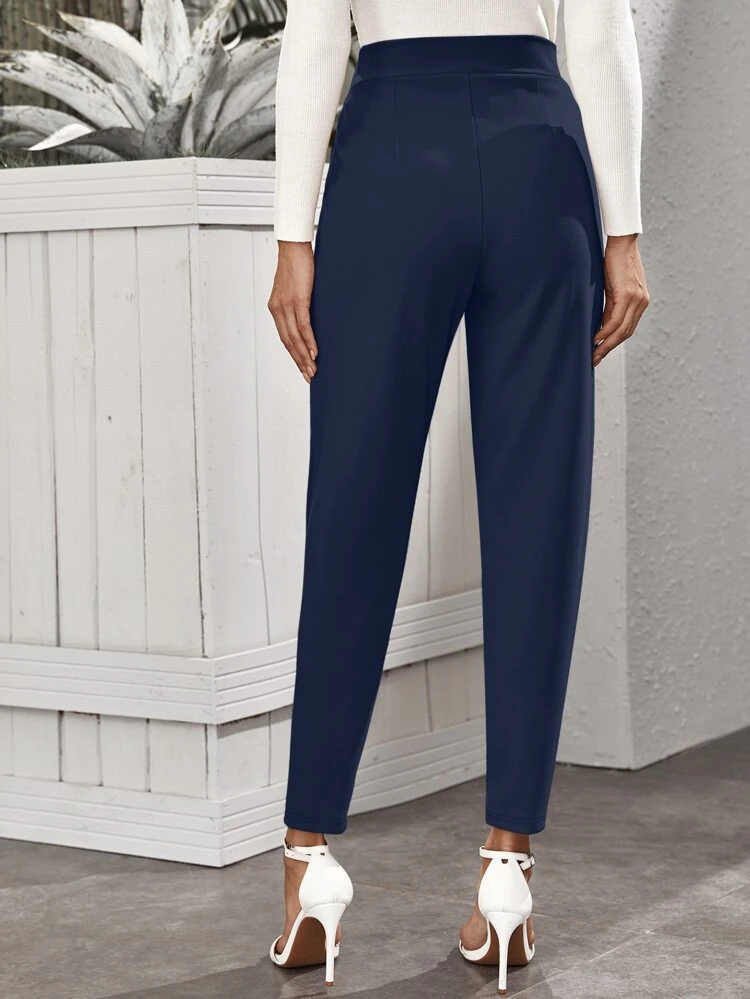 High-Rise Slant Pocket Tapered Pants