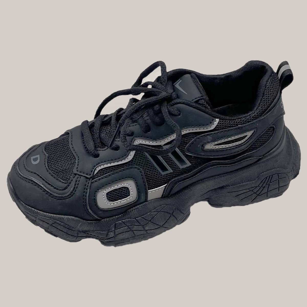 

Lace-up Mesh Chunky Sneakers, Black