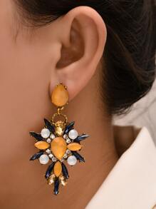 水鑽裝飾耳墜 - 黃色 - 查看 1