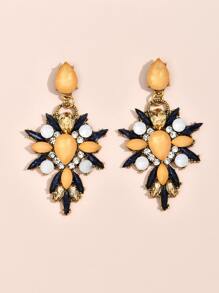 水鑽裝飾耳墜 - 黃色 - 查看 2