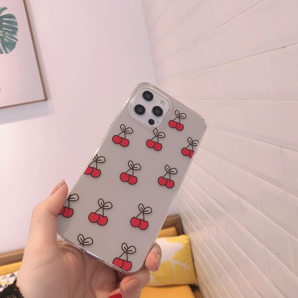 

Cherry Print Clear Phone Case