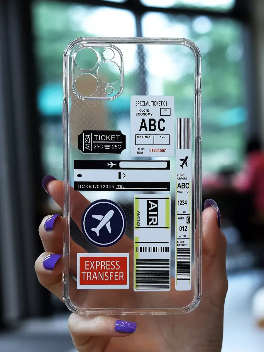 Apple Air Ticket Print Phone Case Compatible With IPhone 11,IPhone 13,IPhone 14 Pro Max - Clear - View 1