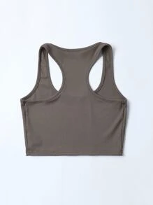 SHEIN Unity Racer Back Crop Tank Top - Dark Grey - View 2
