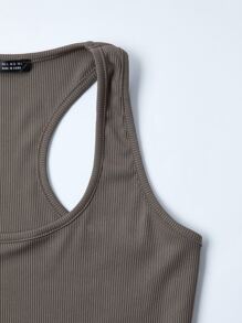 SHEIN Unity Racer Back Crop Tank Top - Dark Grey - View 4