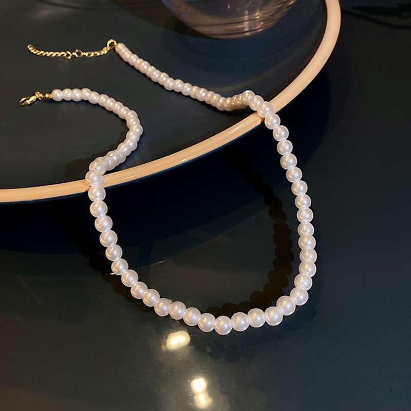

Faux Pearl Beaded Necklace, Gold