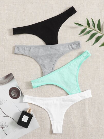 طقم لباس داخلي بلون موحد 4 قطع