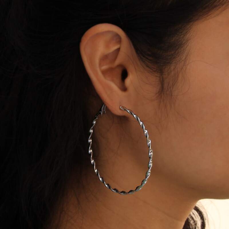 

Textured Hoop Earrings, Silver