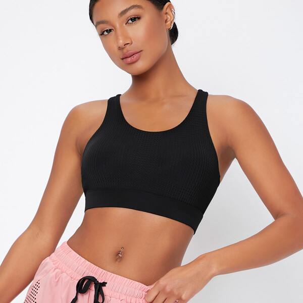 

Cut Out Back Sports Bra, Black