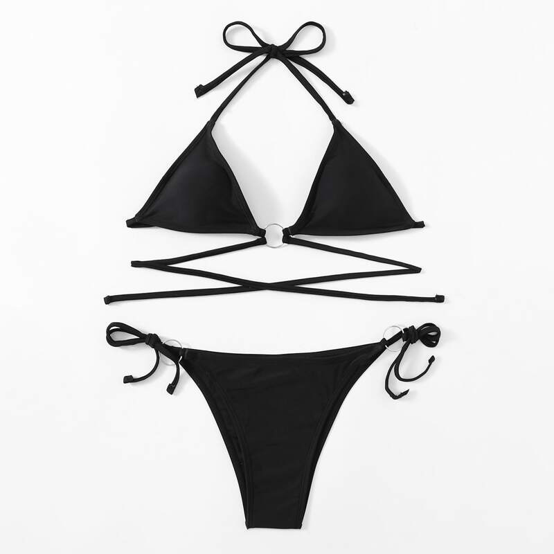 

Ring Linked Bikini Swimsuit, Black