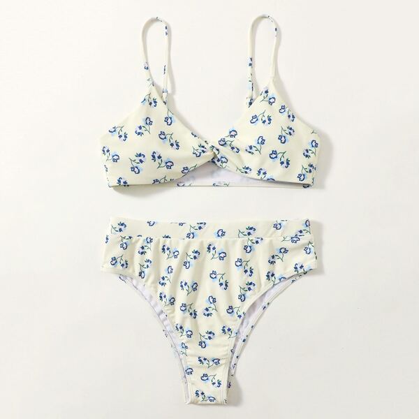 

Ditsy Floral Twist Bikini Swimsuit, Multicolor