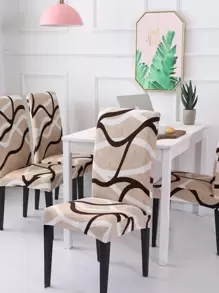 1pc Four Season Stretchy Chair Slipcover, Abstract Modern Polyester Removable Washable Chair Dust Cover, For Dining Room