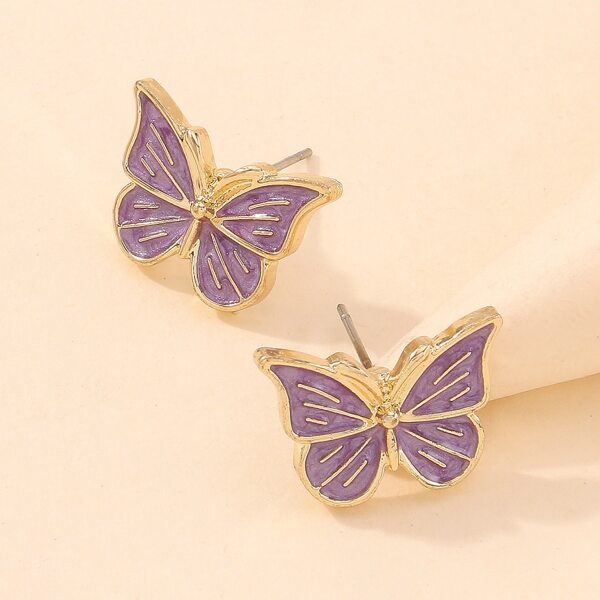 

Butterfly Design Stud Earrings, Purple