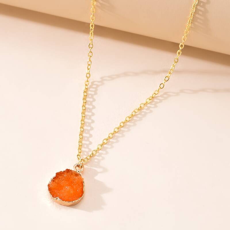

Crystal Pendant Necklace, Orange