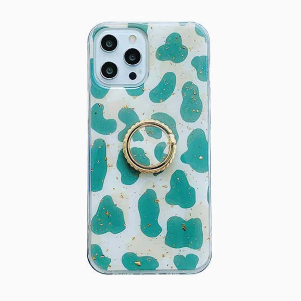 

Cow Print Phone Case With Phone Ring Holder, Green