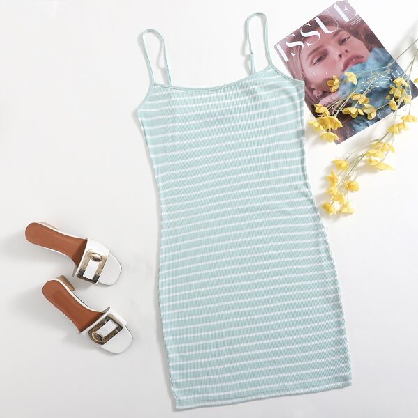 

Plus Striped Bodycon Dress, Blue and white