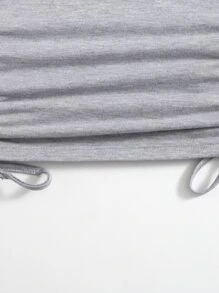 Muchica Drawstring Side Solid Tee - Light Grey - View 5