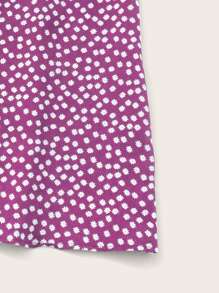 Soleia Knot Strap Shirred Back Ditsy Floral Dress - Lilac Purple - View 5