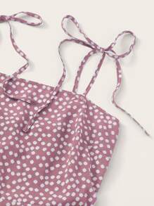 Soleia Knot Strap Shirred Back Ditsy Floral Dress - Dusty Pink - View 3