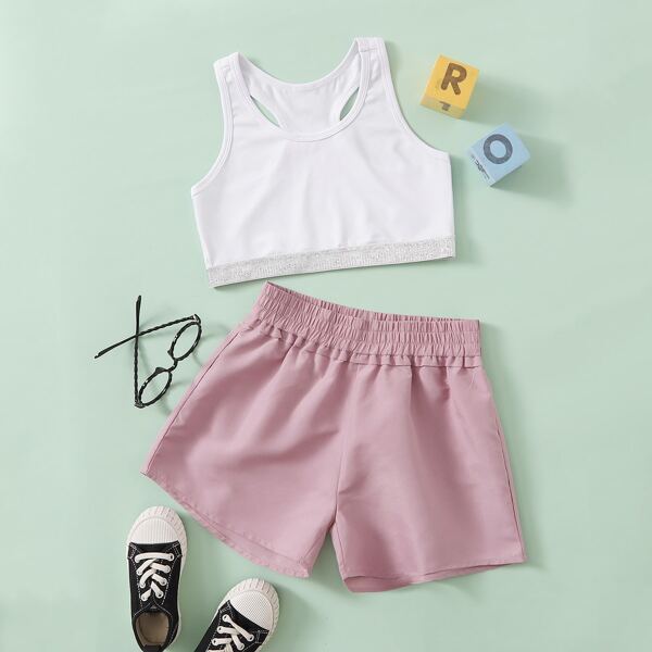 

Girls Crop Sports Bra & Shorts, Multicolor