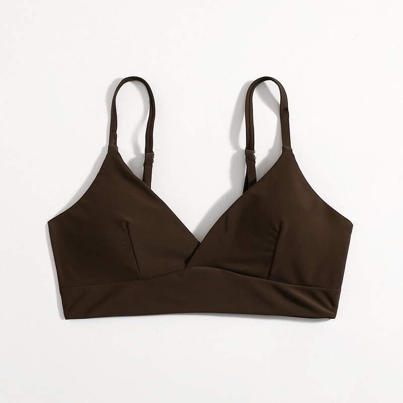 

Solid Wrap Bikini Top, Coffee brown
