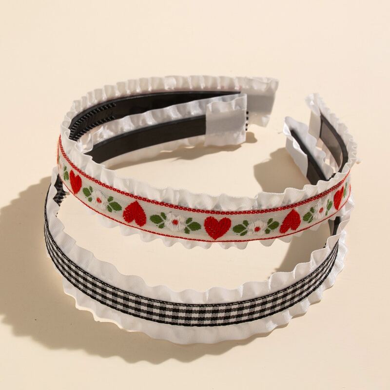 

2pcs Ruffle Hem Hair Hoop, Multicolor