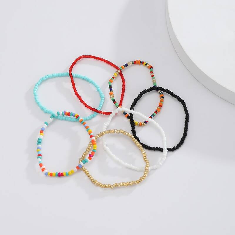 

7pcs Colorful Beaded Bracelet, Multicolor