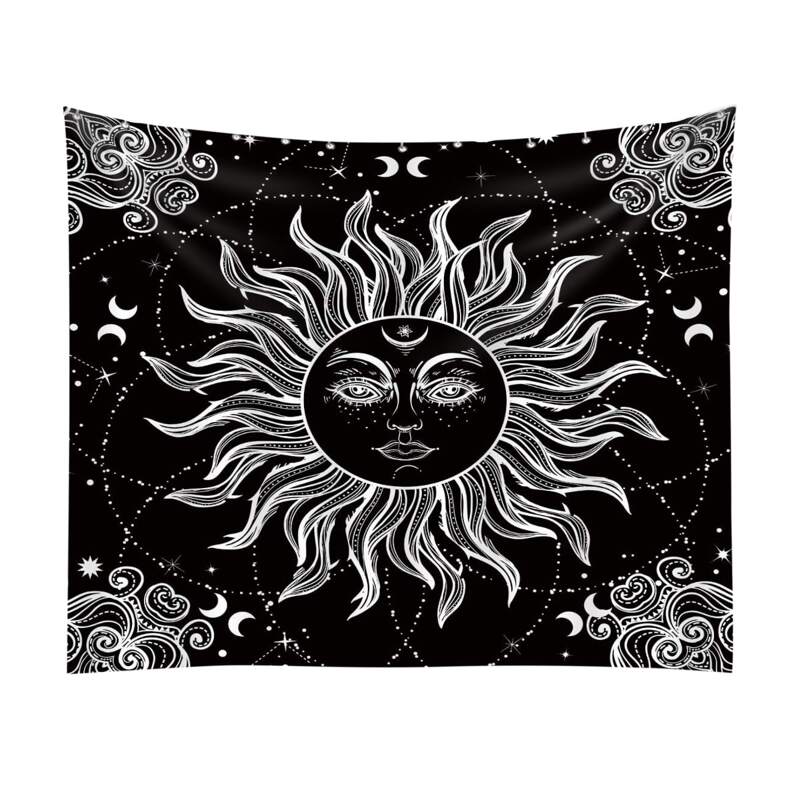 

Moon & Star Print Tapestry, Black and white