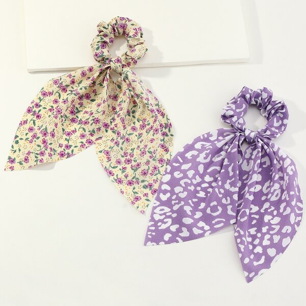 

2pcs Graphic Hair Tie, Multicolor