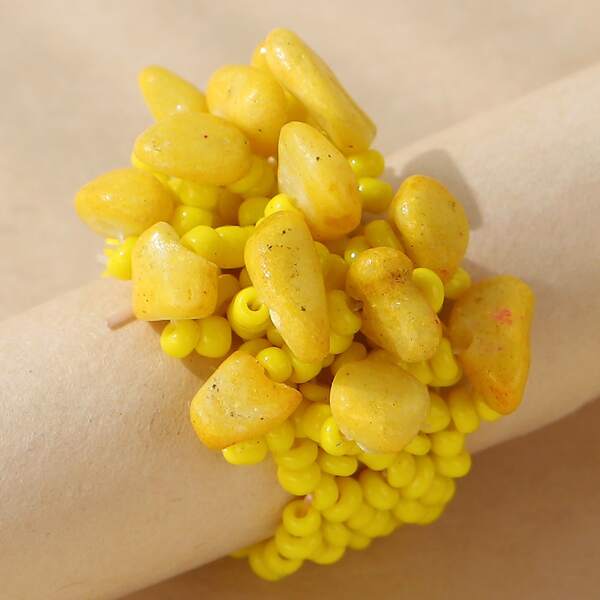 

1pc Beaded Ring, Yellow