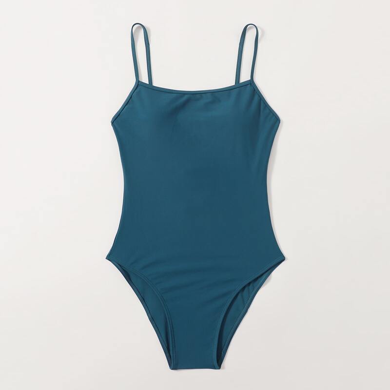 

Solid One Piece Swimsuit, Blue