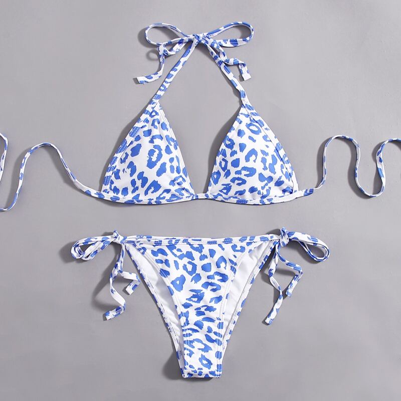 

Leopard Print Bikini Swimsuit, Blue