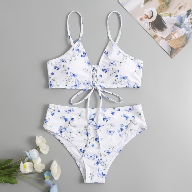 

Butterfly Print Bikini Swimsuit, Multicolor