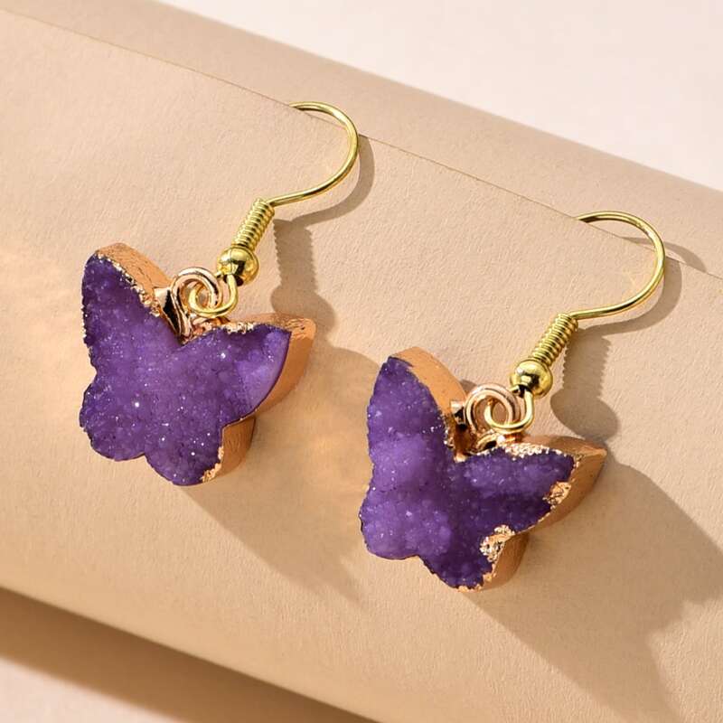 

Butterfly Drop Earrings, Purple
