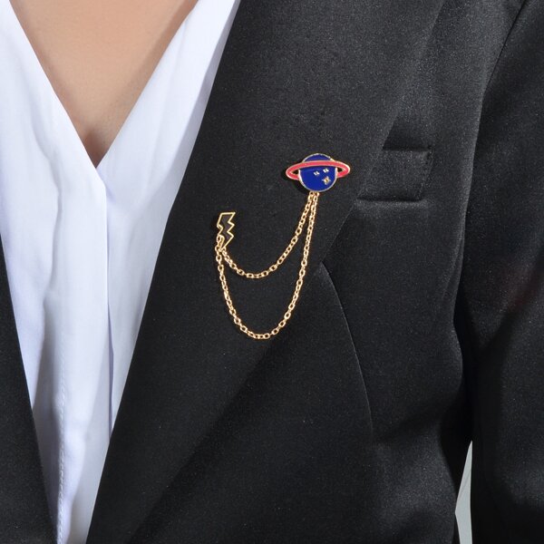 

Planet Detail Chain Brooch, Multicolor
