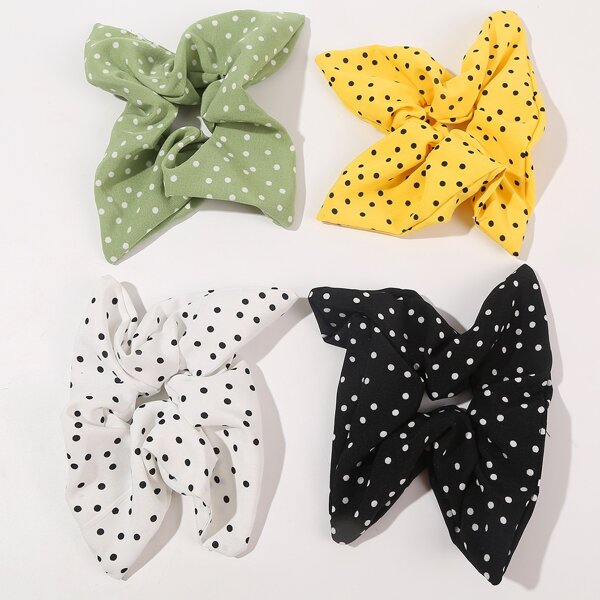

4pcs Polka Dot Print Hair Tie, Multicolor