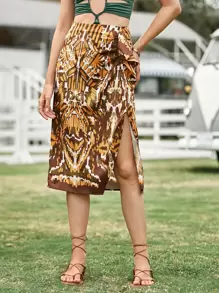 SHEIN Unity Váy Xù Tất cả trên in Boho - Nhiều màu - Xem 1