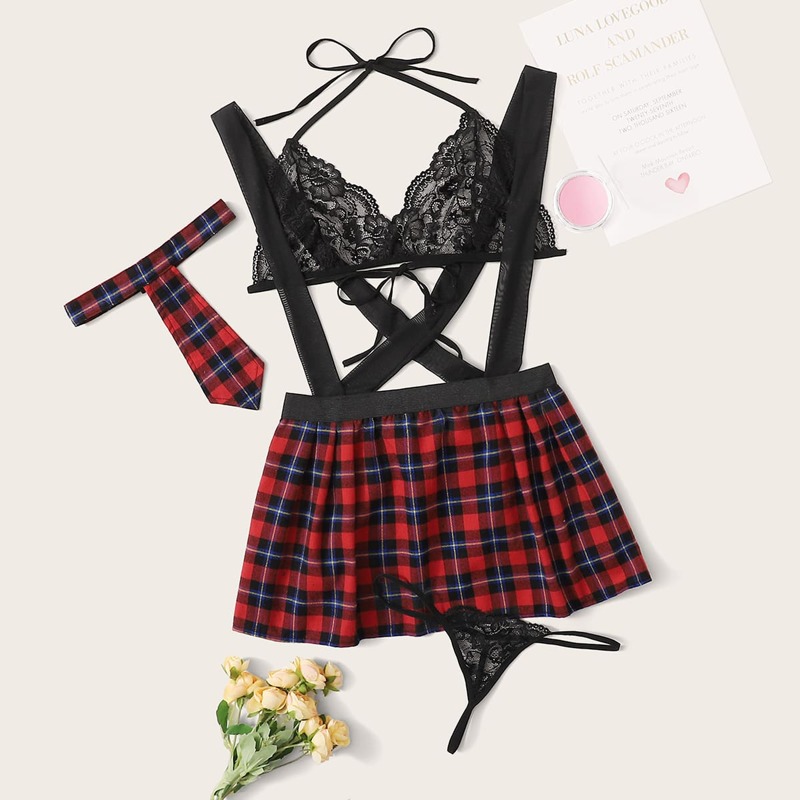 

4pack Tartan School Costume Set, Multicolor