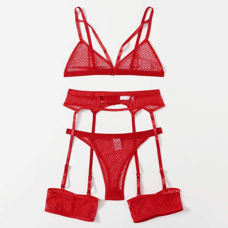 

5pack Garter Lingerie Set, Red