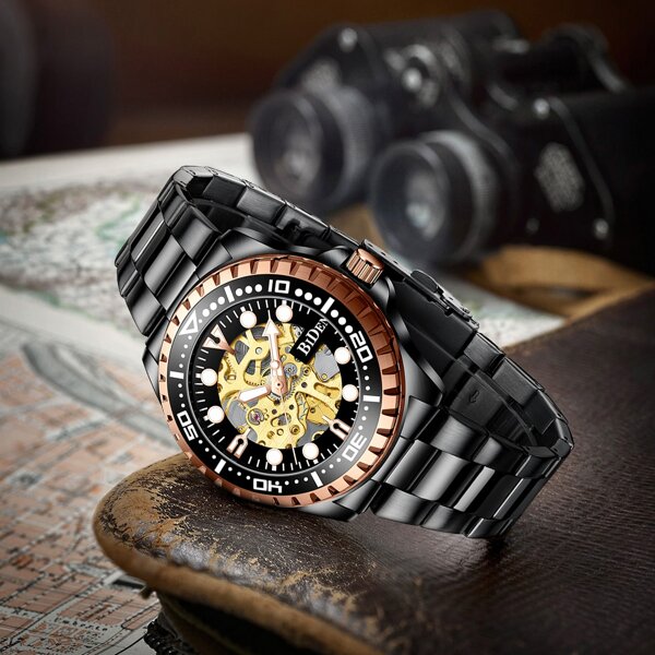 

Men Skeleton Dial Mechanical Watch With Strap Remover
