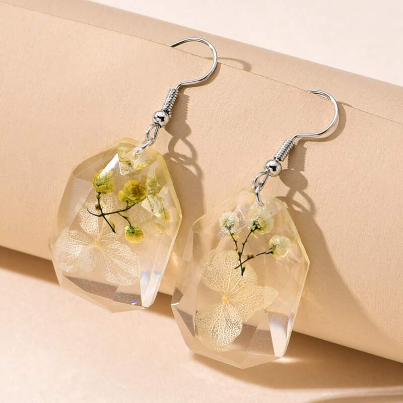 

Flower Drop Earrings, Clear