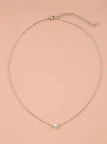 心形吊墜項鍊 - 銀色 - 查看 3