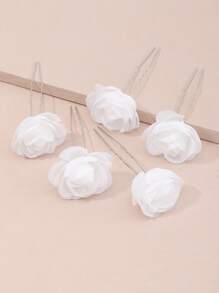5pcs Fashionable Elegant Flower Hairpins Set For Teen - White - View 1
