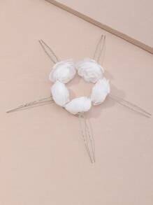 5pcs Fashionable Elegant Flower Hairpins Set For Teen - White - View 4