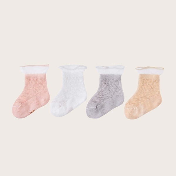 

4pairs Baby Simple Socks, Multicolor